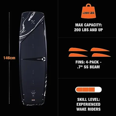 Hyperlite Cryptic Wakeboard + Remix Bindings Wakeboard Package – Perfect for Intermediate to Advanced Riders – 142cm Black