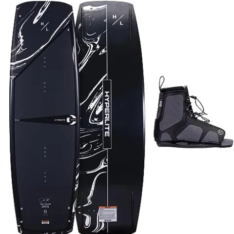 Hyperlite Cryptic Wakeboard + Remix Bindings Wakeboard Package – Perfect for Intermediate to Advanced Riders – 142cm Black