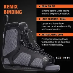 Hyperlite Cryptic Wakeboard + Remix Bindings Wakeboard Package – Perfect for Intermediate to Advanced Riders – 146cm Black