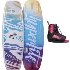 Hyperlite Divine Jr. Kids Wakeboard Package with Jinx Bindings for Girls – Beginner to Intermediate Riders – 119cm, Size 12K-2, Multi-color
