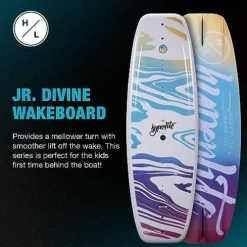 Hyperlite Divine Jr. Kids Wakeboard Package with Jinx Bindings for Girls – Beginner to Intermediate Riders – 119cm, Size 12K-2, Multi-color