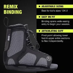 Hyperlite Motive Jr. Kids Wakeboard Package with Remix Bindings Multi-color