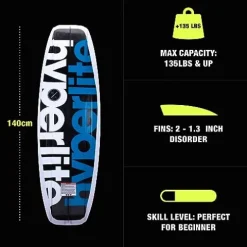 Hyperlite Motive Wakeboard + Frequency Bindings Package – Beginner to Intermediate Riders – 140cm