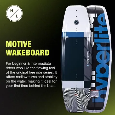 Hyperlite Motive Wakeboard + Frequency Bindings Package – Beginner to Intermediate Riders – 140cm