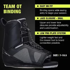 Hyperlite Murray Wakeboard with Open-Toe Adjustable Team Bindings Wakeboard Package Black/Grey