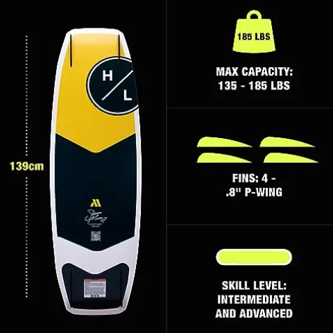 Hyperlite Murray Wakeboard with Open-Toe Adjustable Team Bindings Wakeboard Package Black/Grey