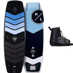 Hyperlite Murray Wakeboard with Open-Toe Adjustable Team Bindings Wakeboard Package Black/Grey 144cm