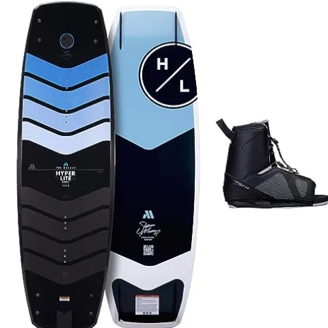 Hyperlite Murray Wakeboard with Open-Toe Adjustable Team Bindings Wakeboard Package Black/Grey 144cm