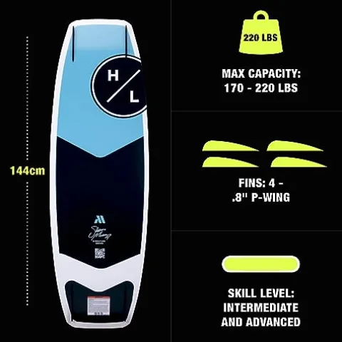 Hyperlite Murray Wakeboard with Open-Toe Adjustable Team Bindings Wakeboard Package Black/Grey 144cm