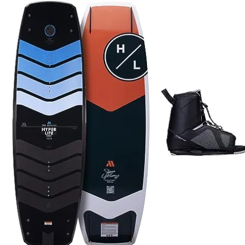 Hyperlite Murray Wakeboard with Open-Toe Adjustable Team Bindings Wakeboard Package Black/Orange