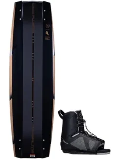 Hyperlite Rusty Pro Mens Wakeboard 140 W/Team OT Bindings Black/Gold 140cm/(7-10.5)