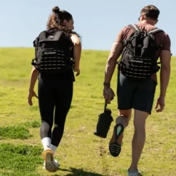 HYPERWEAR Hyper Ruck Backpack – 3 Rucking Plates/Laptop Sleeves – Weight Vest Fitness Day Pack, 20L Black Silver