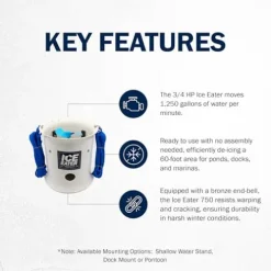 ICE EATER P750/25 Pond Deicer with 0.75 HP and 25 ft Power Cord