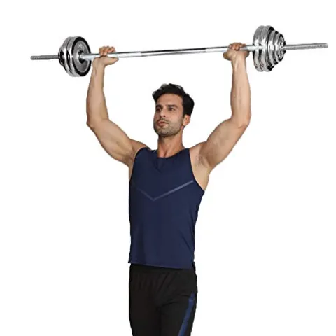 IFAST Barbell Weight Set 210 LBs Adjustable Chrome Cast Plates Squat Deadlift Home Gym – Men & Women