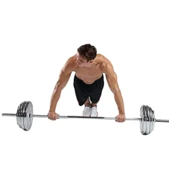 IFAST Barbell Weight Set 210 LBs Adjustable Chrome Cast Plates Squat Deadlift Home Gym – Men & Women