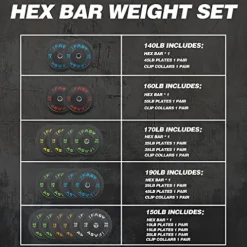 IFAST Hex Bar Weights Set Trap Bar Olympic Bumper Weight Plates Black