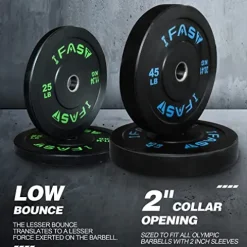 IFAST Hex Bar Weights Set Trap Bar Olympic Bumper Weight Plates Black