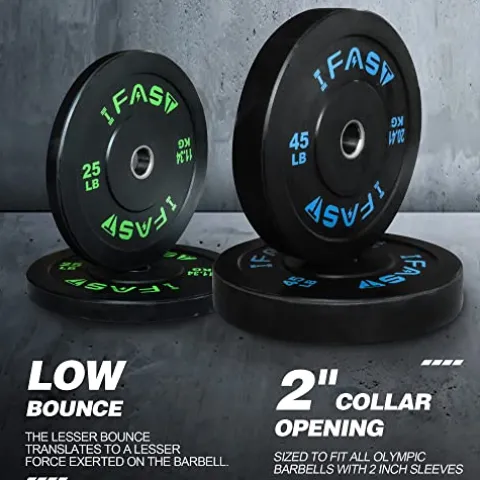 IFAST Hex Bar Weights Set Trap Bar Olympic Bumper Weight Plates Black