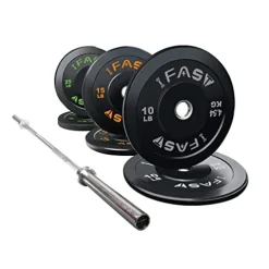 IFAST Home Gym 100LB Olympic Weight Set with 7Ft Barbell Bar
