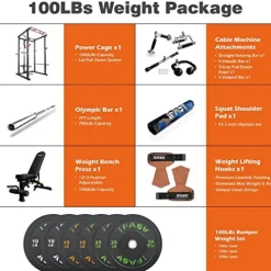 IFAST Power Cage with Lat Pulldown 1000 LBs Capacity Black