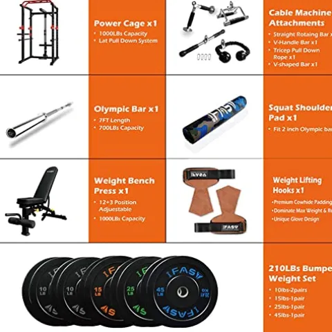 IFAST Power Cage with LAT Pulldown 1000 LBs Capacity Power Rack