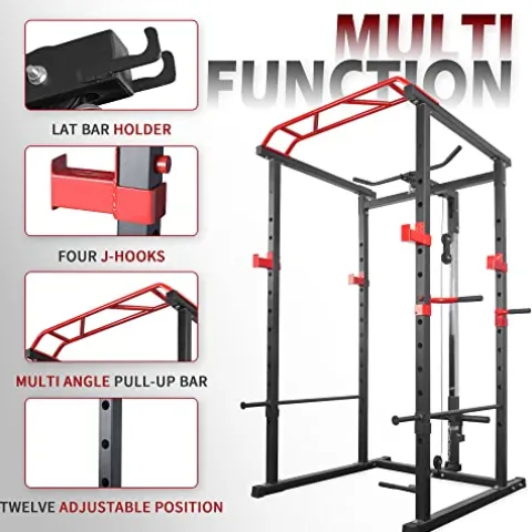 IFAST Power Cage with LAT Pull Down System & Weight Bench Cable Machine Attachments