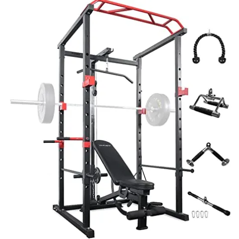 IFAST Power Cage with LAT Pull Down System & Weight Bench Cable Machine Attachments