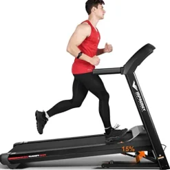 IMPREMEY Folding Treadmill with Incline 15%, 3.5HP Power, 350 Lb Capacity, 11 MPH, 50″ x 19″ – Black