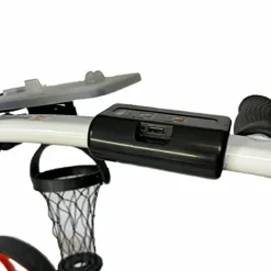 Insanity Golf Electric Golf Trolley Cart with Remote Control, Aluminum Frame, Lithium-Ion Battery – White Cart and Orange Wheels