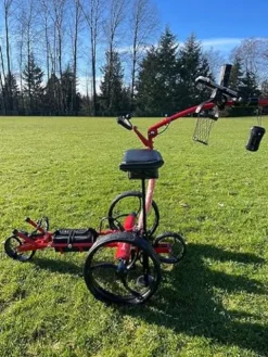 Insanity Golf Electric Golf Trolley with Remote Control Aluminum Frame Lithium-Ion Battery Slope Control Red and Black