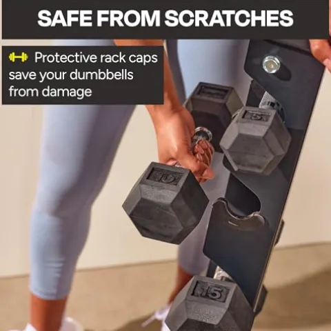 Inspire Fitness 210 lb Rubber Dumbbell Set with Rack Black