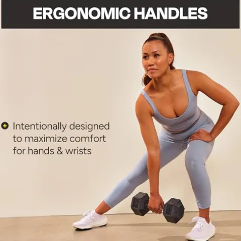 Inspire Fitness 210 lb Rubber Dumbbell Set with Rack Black