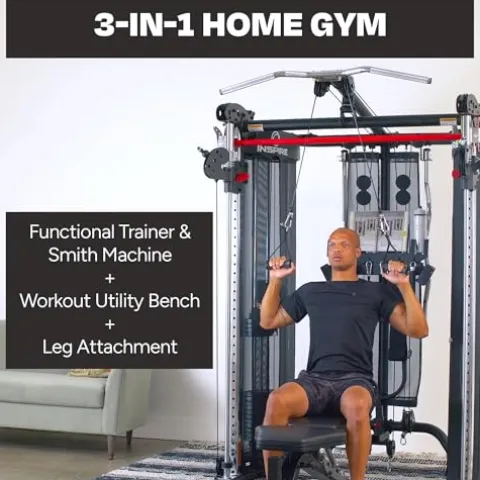 Inspire Fitness FT2 Functional Trainer & Smith Machine Station Bundle – Fully Loaded