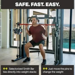 Inspire Fitness Home Gym Functional Trainer with Selectorized Smith Bar Black