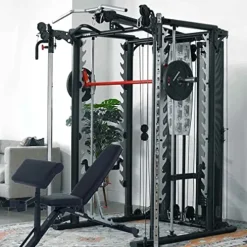 Inspire Fitness SCS Smith System – Cage System – Functional Trainer Home Gym With Smith Machine – Cable Machine – D Handles, Ankle Strap, Multi-Function Belt – Inspire SCS System (No Bench)