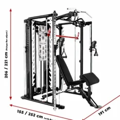 Inspire Fitness SCS Smith System – Cage System – Functional Trainer Home Gym With Smith Machine – Cable Machine – D Handles, Ankle Strap, Multi-Function Belt – Inspire SCS System (No Bench)
