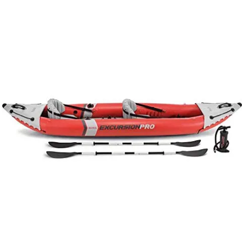 Intex 2 Person Vinyl Kayak with Oars, Pump, and 2-Person K2 Kayak with Oars and Air Pump