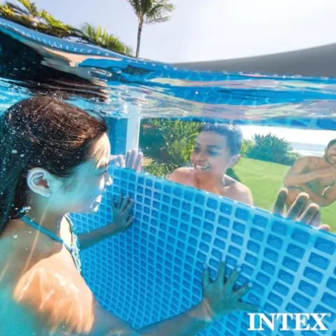 Intex Clearview Prism Frame Above Ground Swimming Pool Gray