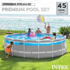 Intex Clearview Prism Frame Above Ground Swimming Pool Gray