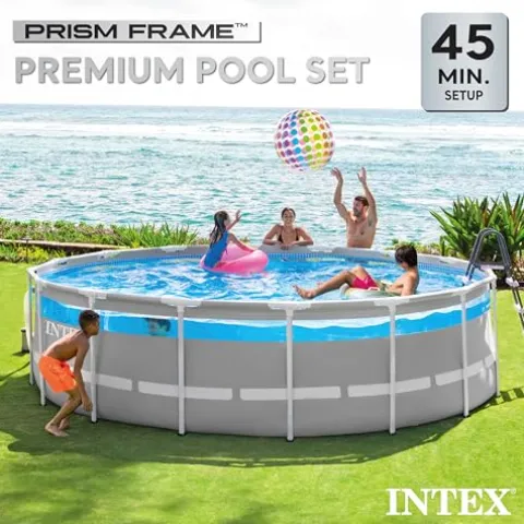 Intex Clearview Prism Frame Above Ground Swimming Pool Gray