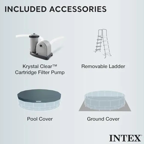 Intex Clearview Prism Frame Above Ground Swimming Pool Gray