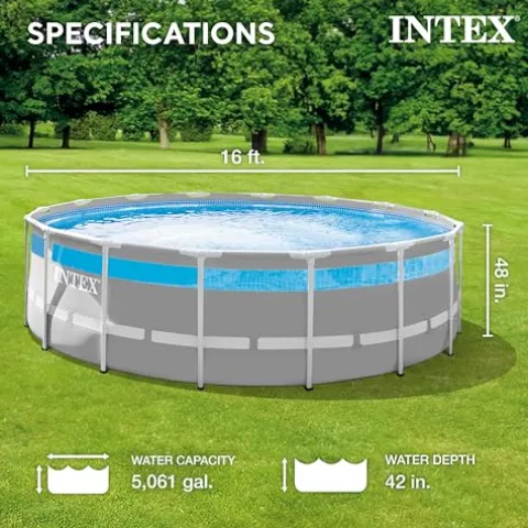 Intex Clearview Prism Frame Above Ground Swimming Pool Gray