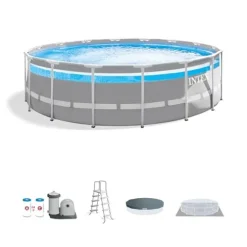 Intex Clearview Prism Frame Above Ground Swimming Pool Gray