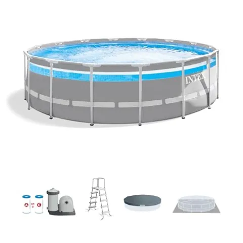 Intex Clearview Prism Frame Above Ground Swimming Pool Gray