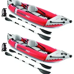 Intex Excursion Pro Inflatable 2 Person Kayak with Oars and Air Pump Red
