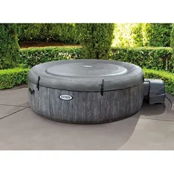 Intex Greywood Deluxe 4 Person Inflatable Hot Tub Spa Wood Grain Pattern