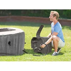 Intex Greywood Deluxe 4 Person Inflatable Hot Tub Spa Wood Grain Pattern