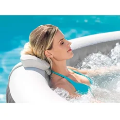 Intex Greywood Deluxe 4-Person Inflatable Hot Tub with Energy Efficient Cover, Grey