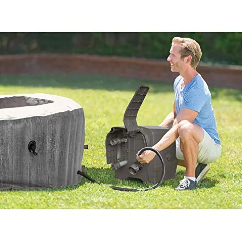 Intex Greywood Deluxe 4-Person Inflatable Hot Tub with Energy Efficient Cover, Grey