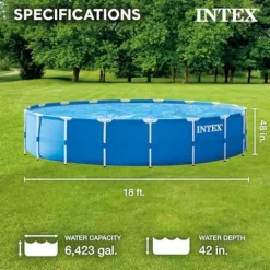 Intex Metal Frame Above Ground Swimming Pool Set 18ft x 48in Blue